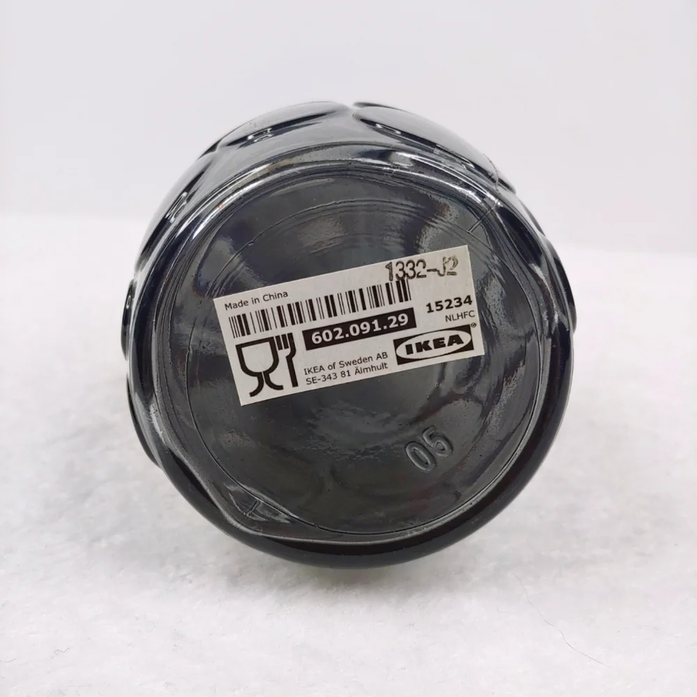 Ikea Contemporary Decorative Smokey Black Bubble Bottle Glass Vase